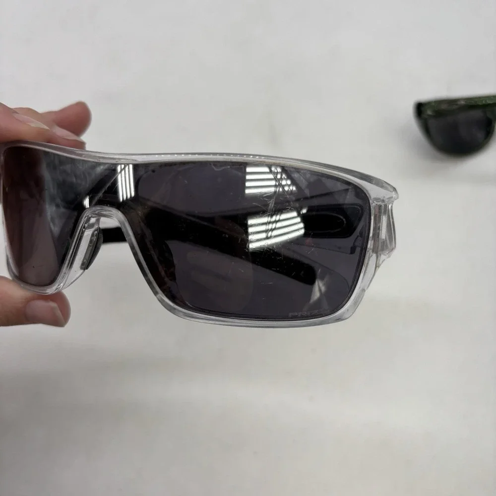 Oakley Turbine Rotor Clear Sunglasses Broken Hinge And Missing Nose Pads
